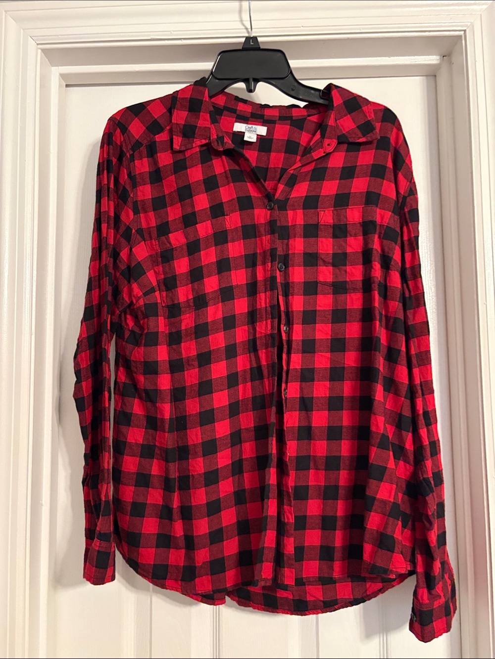 croft & barrow Red and Black Plaid Button-Down Shirt